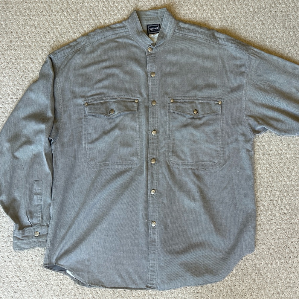 Versace Silver Button Down Shirt